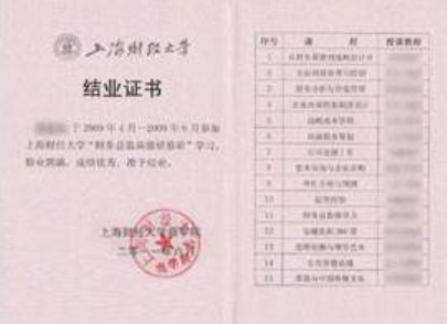 上海财经大学结业证书